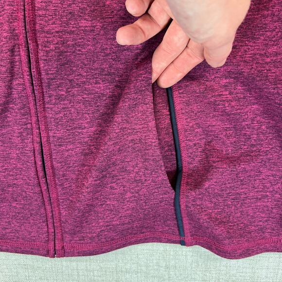 Karen Scott Full Zip Mock Neck Jacket Women's L Fuschia Pink Navy Trim Activewea - Picture 4 of 9